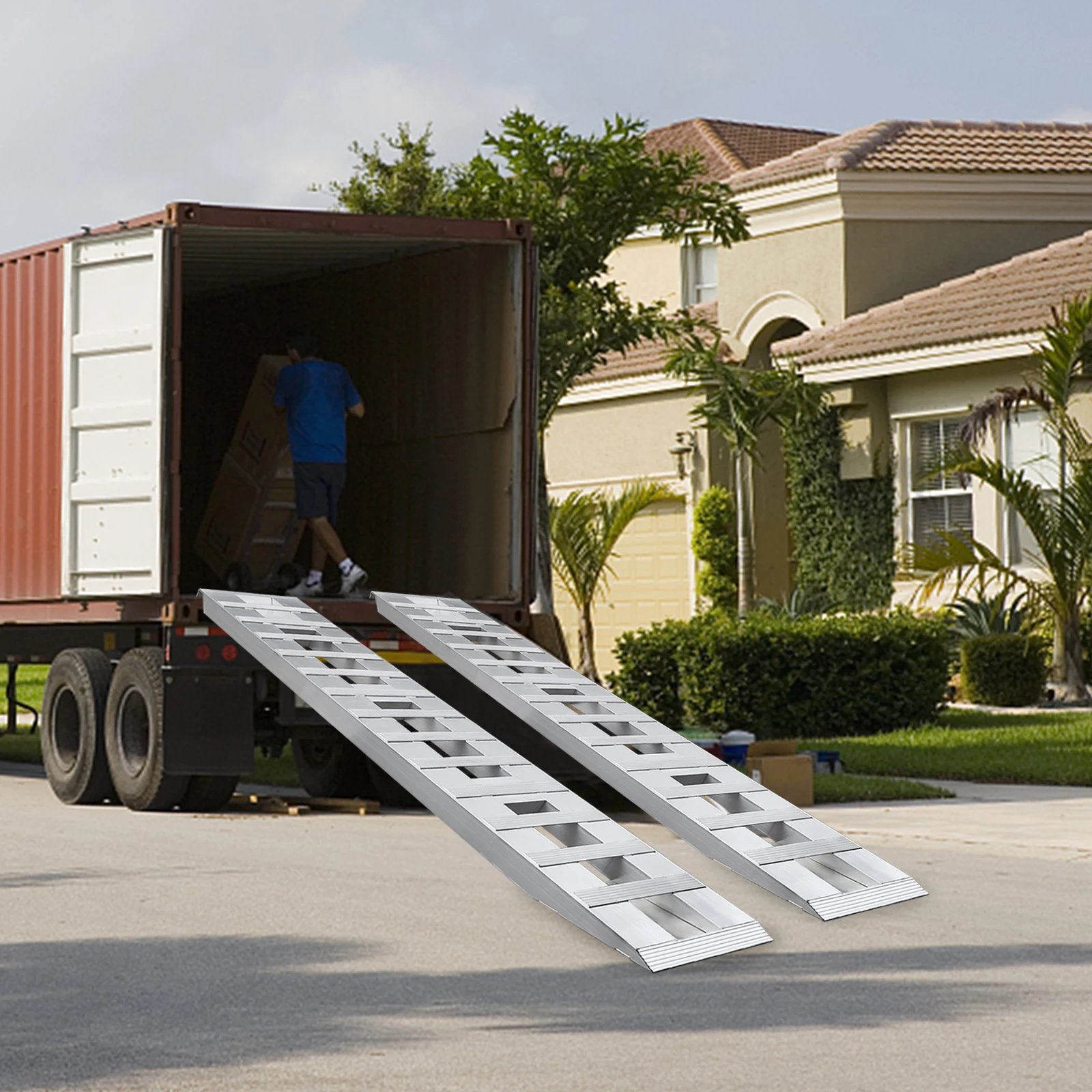 

2pcs Aluminum Trailer Ramps, 80*15 in Trailer Ramp Universal 6000 LBS Truck Bike Motorcycle Loading Ramps