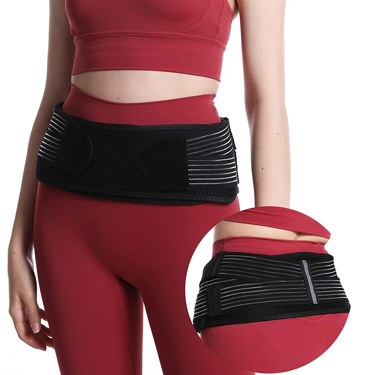 1 Piece Adjustable Sports Pressure Support Sacroiliac Hip Belt, Suitable for Men and Women, Lower Back Support for Pain Relief, Pelvis, Legs, Sacral Belt, Sports Belt