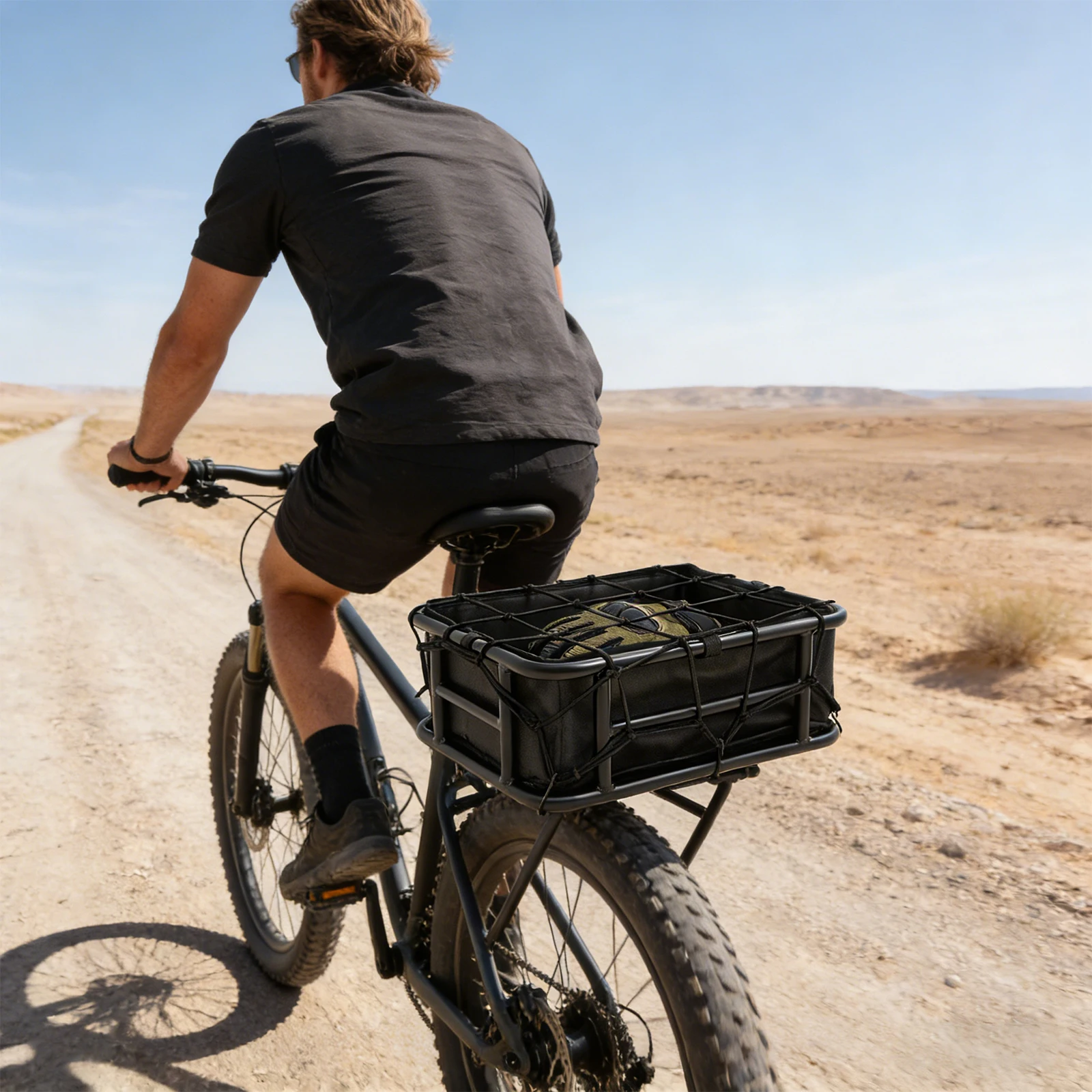 

42 x 32 x 15 cm Rear Bicycle Basket With Mesh Pocket And Liner ,Bicycle Basket, Rear Bike Basket, Rear Bike Basket With Luggage Net And Basket Inner Liner