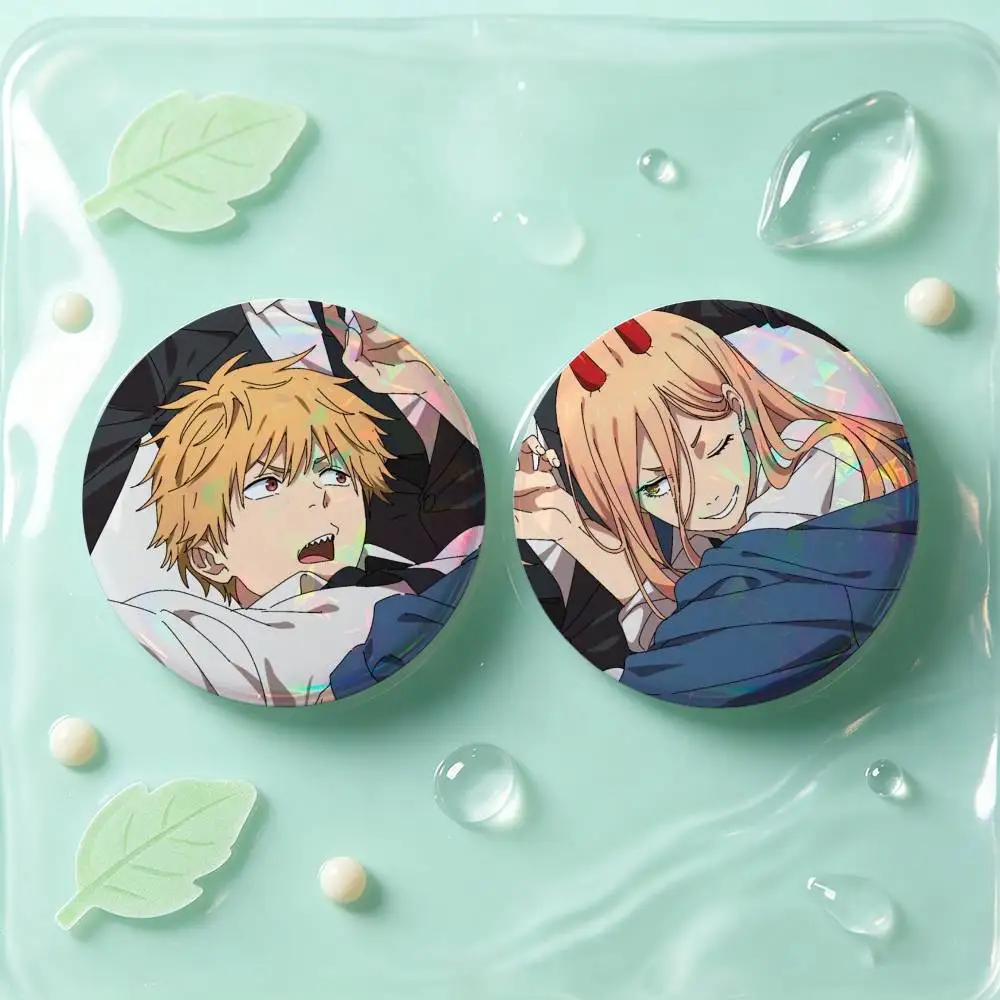 Denji Power Chainsaw Man Anime Badges 25 32 44 58 75 Mm Round Cosplay Pin Bag Decor Fans Collect Friends Gifts Brooch Souvenir
