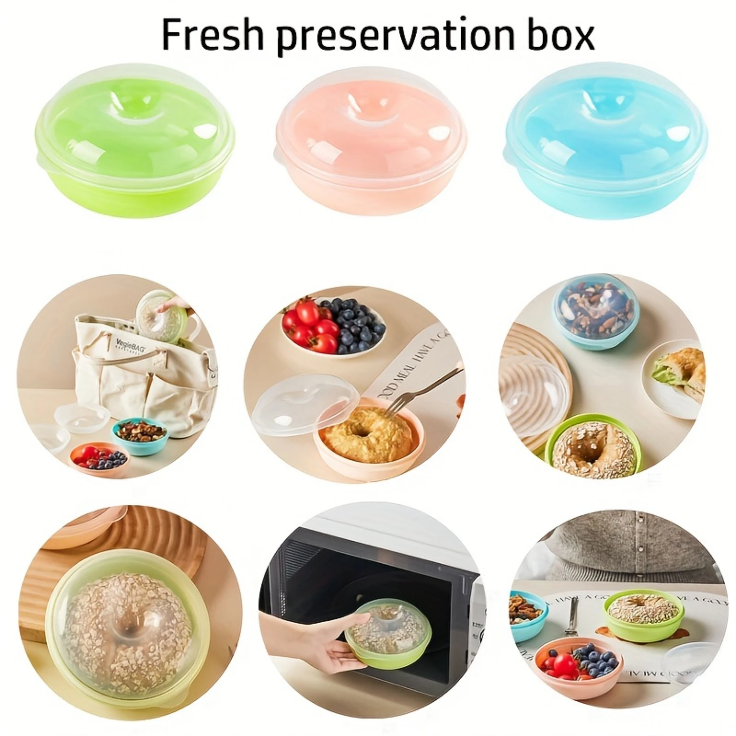 Round Plastic Bread Box with Flip Top Lid - Microwave Safe Food  Container for Bread, Fruit, and Nuts - Portable Breakfast Prese