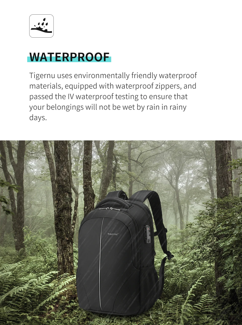 Tigernu Reiserucksäcke 14-15,6-17'' Laptop-Rucksack für Männer TSA Anti-Diebstahl-Rucksack Nylon-Rucksäcke Tasche für Schultasche Rucksack – Detail 3