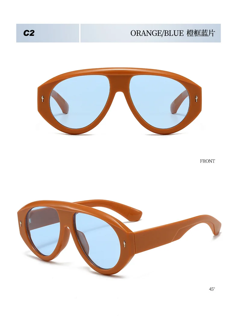 Vintage Übergroße Einteilige Sonnenbrille für Damen Neue Mode Nietenverzierte Ovale Sonnenbrille für Herren Schicke Outdoor Hip-Hop-Brillen – Detail 11
