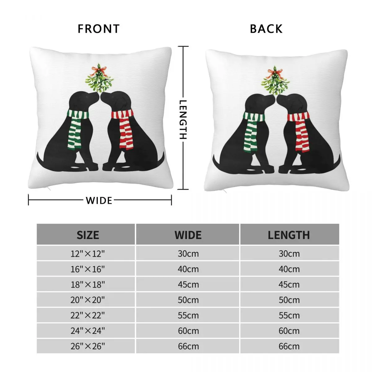 Christmas Black Labrador Kissing Square Pillowcase Polyester Linen Velvet Creative Decor Pillow Case Home Cushion Cover 45x45