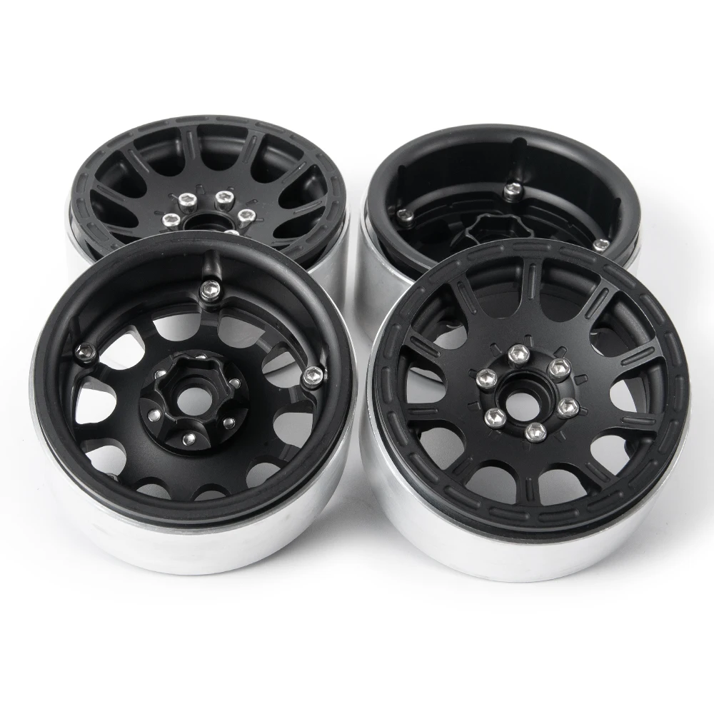 YEAHRUN 4Pcs 2.2 Inch Metal Wheel Rims Beadlock Hub for 1/10 RC Rock Crawler Axial SCX10 TRX4 Upgrade Parts