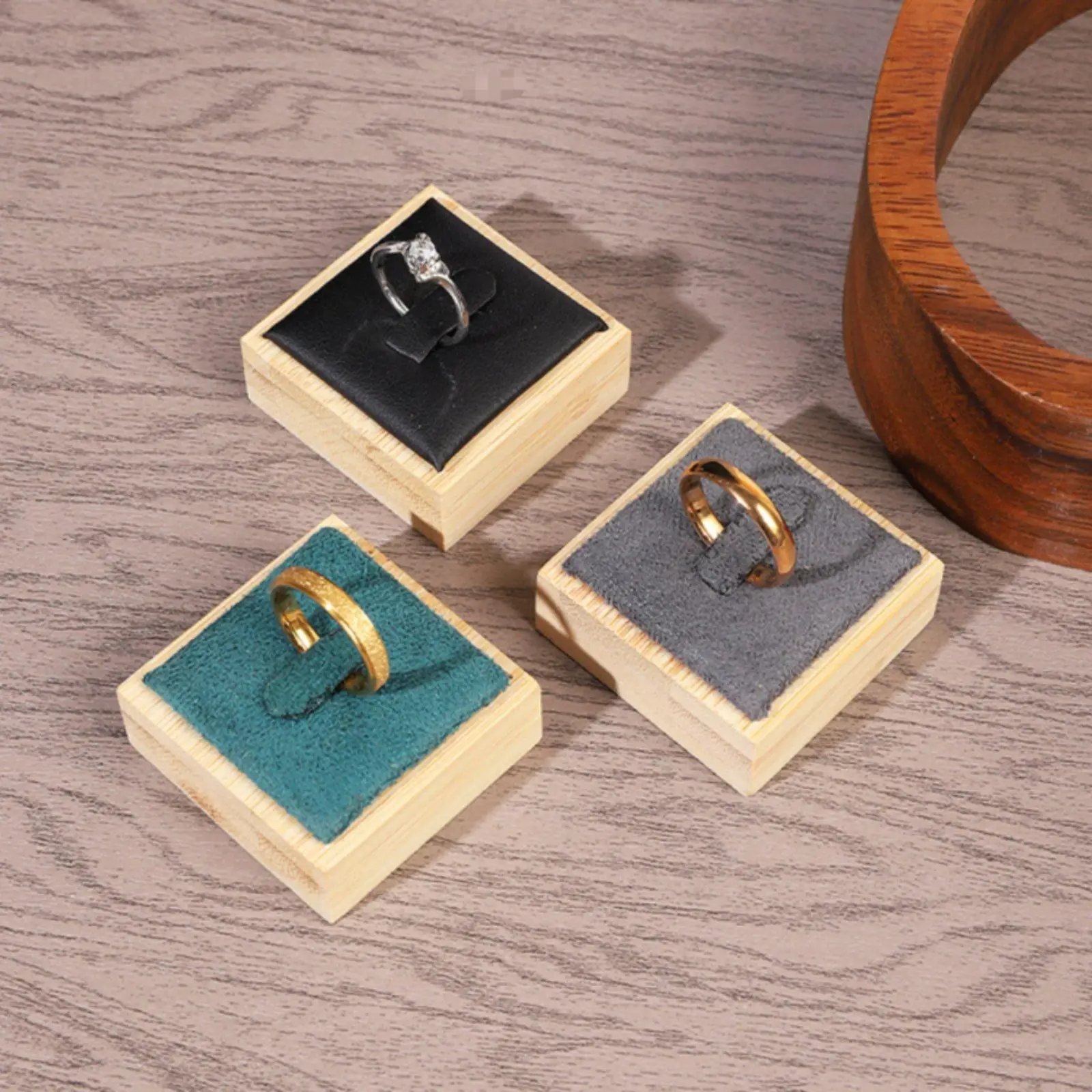 Solid Bamboo Display Stand Jewelry Organizer Storage Block Ring Holder for Boutique Counter