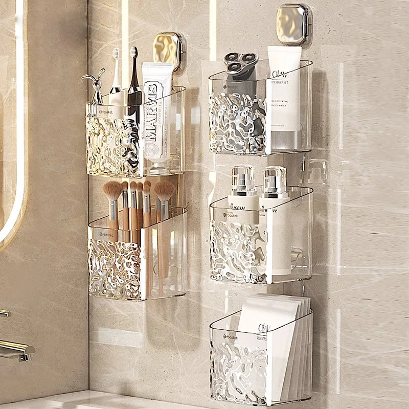 NEW Bathroom Makeup Organizer Shelves No Drilling Shower Towel Rack Kitchen Storage Shelf with Hook Home Bathroom Accessories