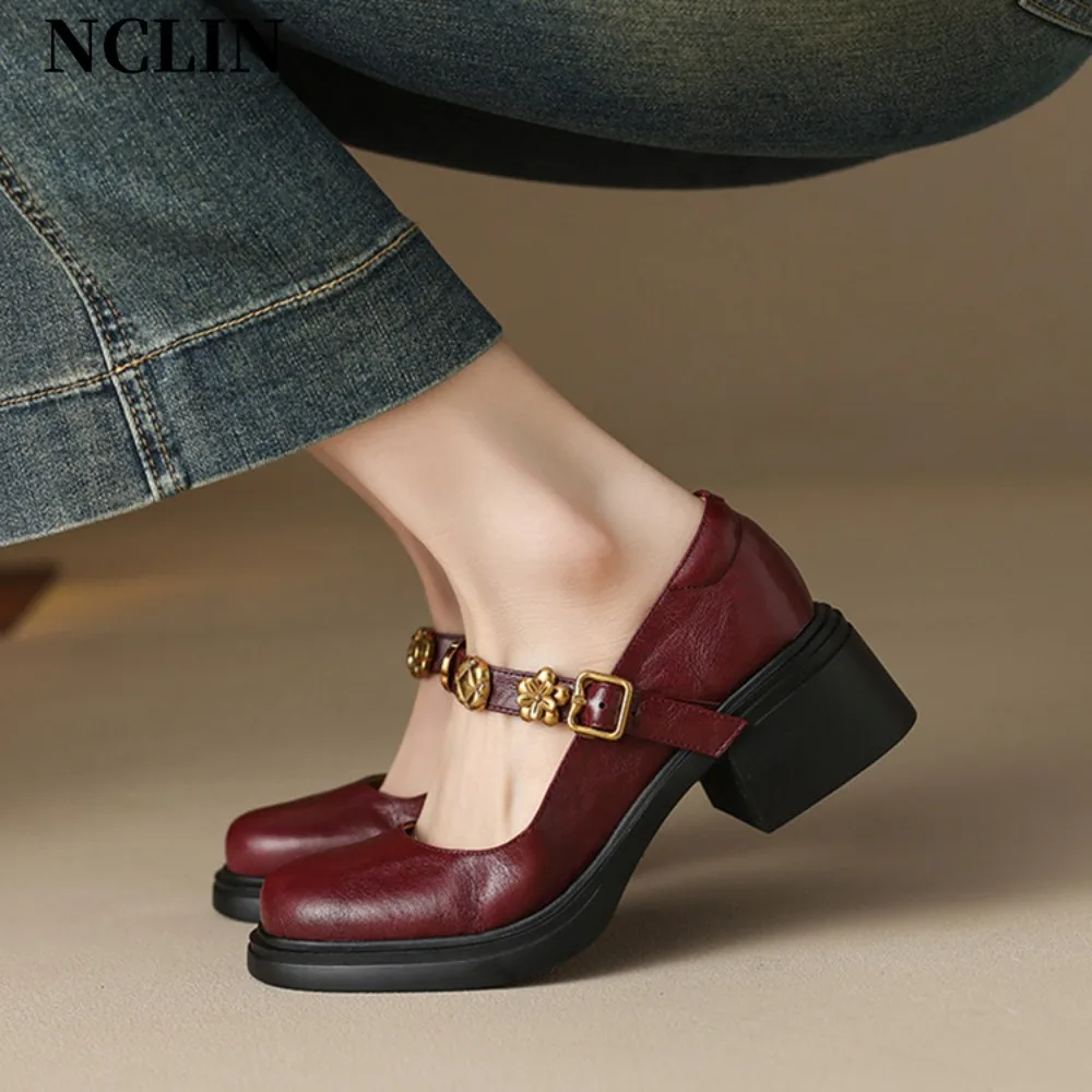 

Spring/Summer High Heels with Skirts High Heels Pearl Buckles Mary Jane Business Women's Shoes Banquet Casual Shoes for Women