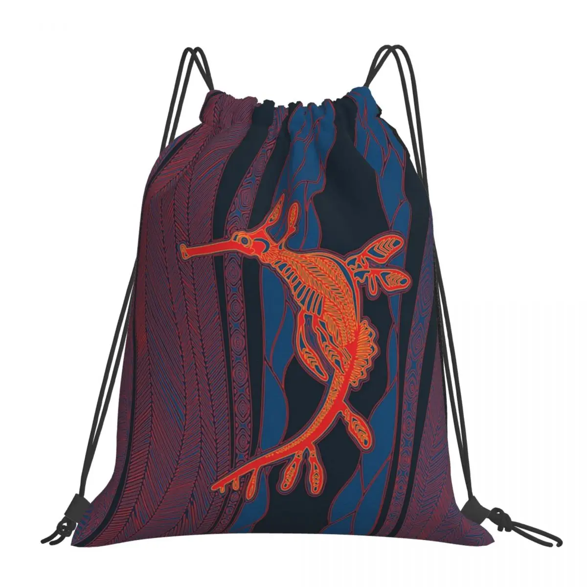 Leafy Sea Dragon - Neon Backpacks Casual Portable Drawstring Bags Sports Bag Book Bags For Travel School