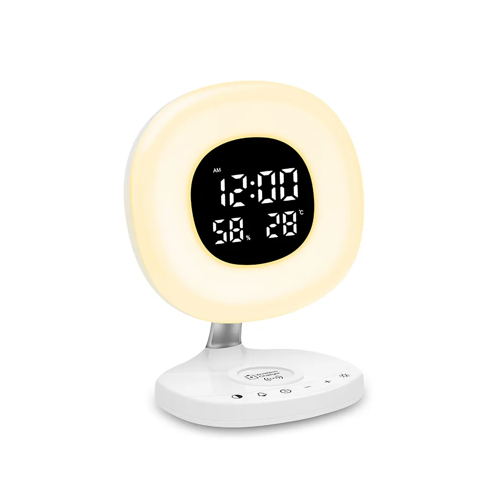 

Mobile Phone Wireless Charging Touch Switch Snooze Function Timer Sunrise Simultation Table Wake Up Light Alarms Clock