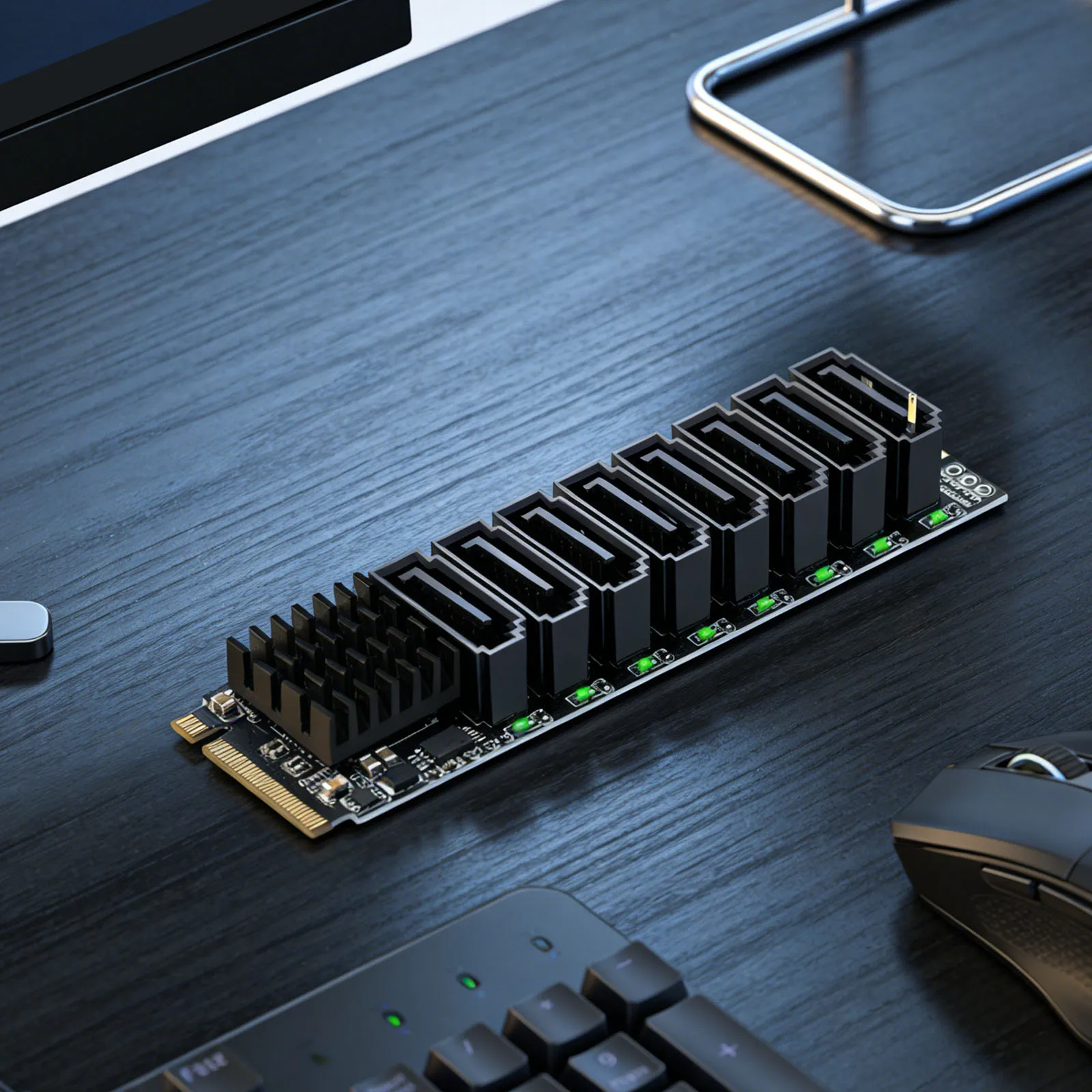 

M2 PCIe SATA Adapter M.2 NVME to SATA3.0 Expansion Card M-Key to 8 Ports SATA3.0 6Gbps Controller Riser for SSD for Desktop PC