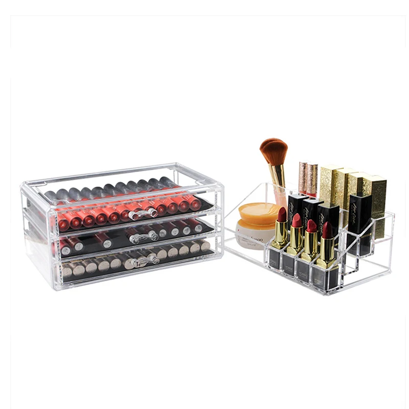 Desktop Cosmetics Display Stand lipstick Skincare Storage Box Acrylic Transparent Multi-layer Drawer Storage Rack, S#-M# Model