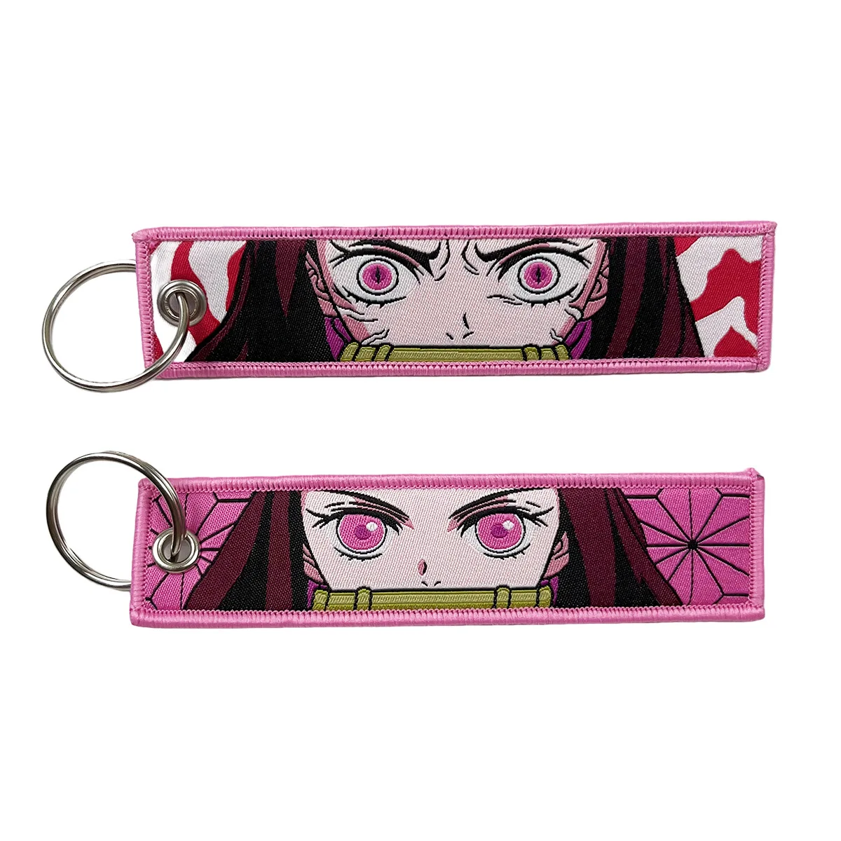 Demon Slayer Tanjirou Nezuko Zenitsu Inosuke Anime panno tessuto etichetta portachiavi borsa portachiavi accessori giocattoli decorazione regali