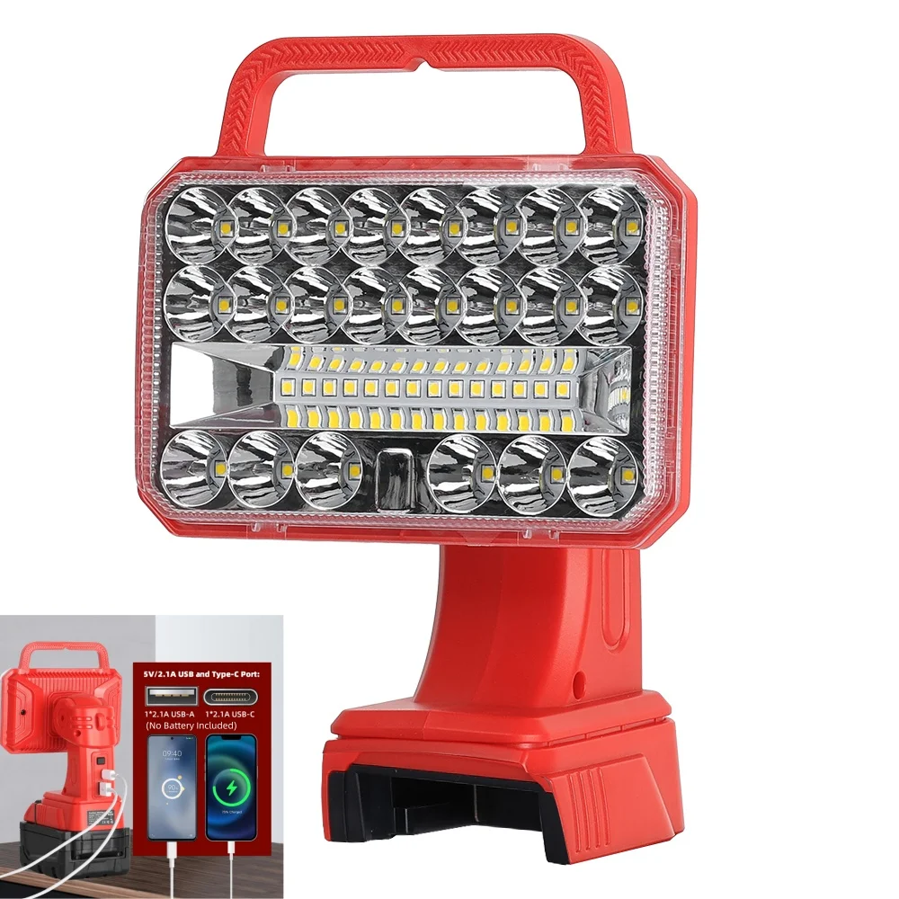 2000LM LED 18V Light for Milwaukee M18 Battery, 18W Work Light with USB, Outdoor/Job Use (Battery Not Included)