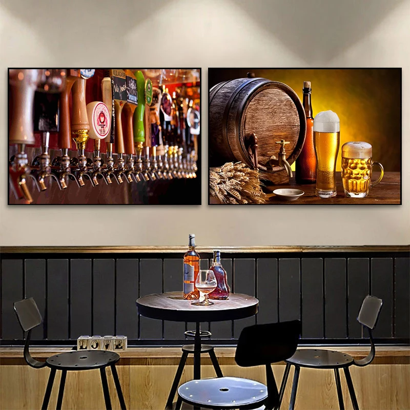 Kitchen Bar Red Wine Grape Beer Bottle Canvas Painting Still Life Nordic Poster Wall Art Picture for Living Room home Decor view 2