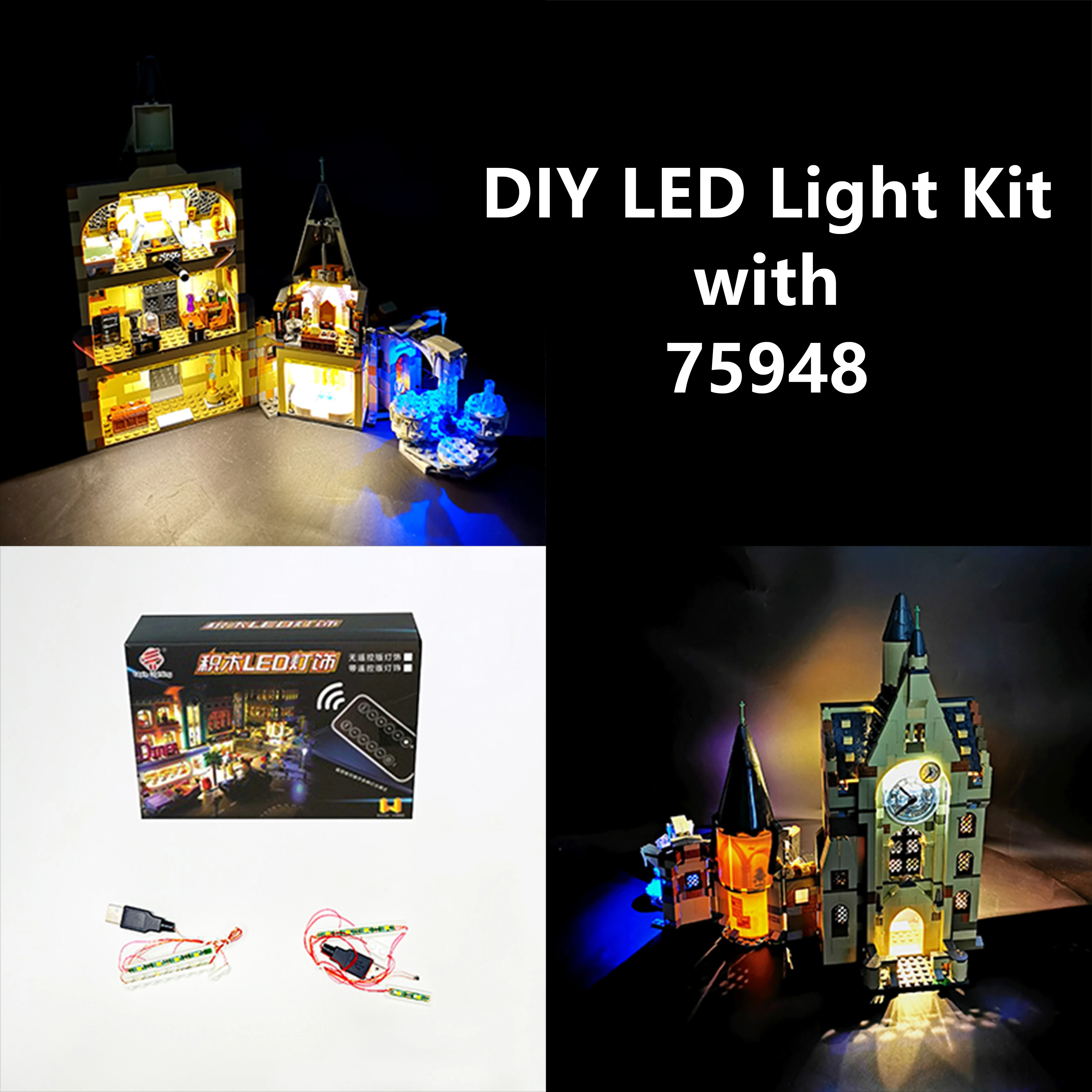 

DIY Building Block LED Light Kit for 75948 Magic Castle Clock Tower, Remote Control Lighting Accessories for Decoration