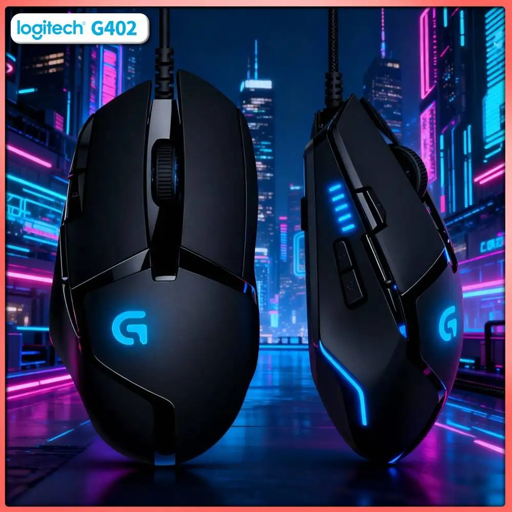 Logitech G402 Wired Gaming Mouse 32-Bit ARM Processor 500 IPS 8 Buttons Anti-Slip for FPS Enthusiasts