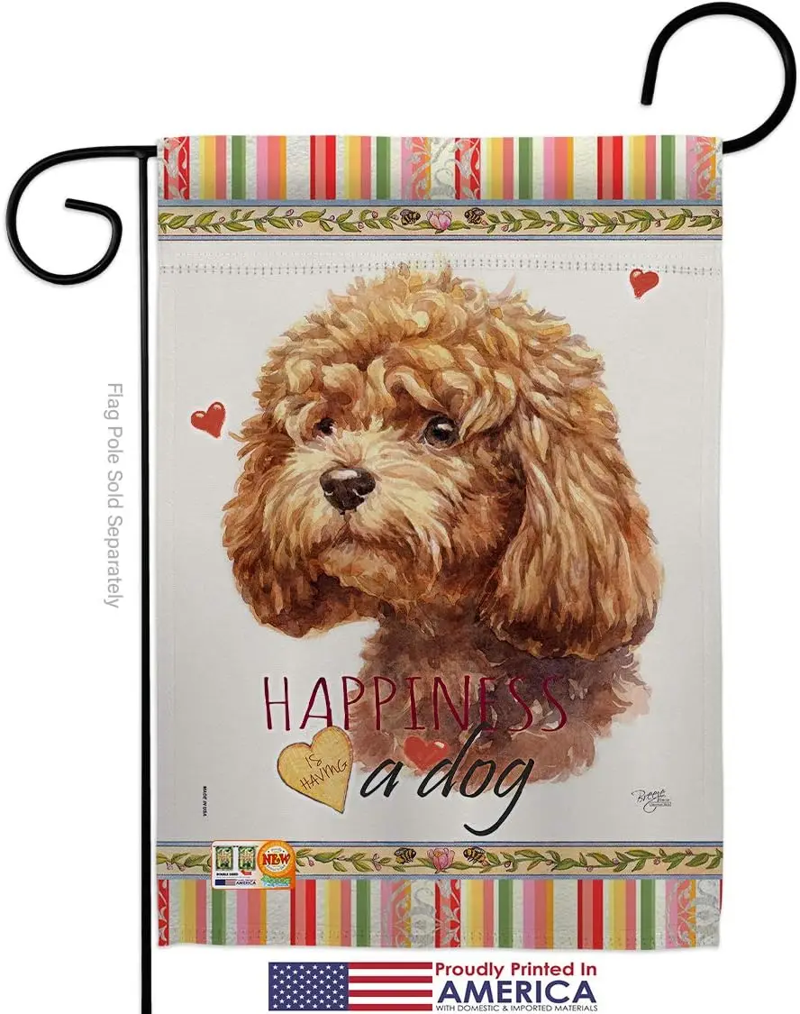 Breeze Decor Dog Poodle Happiness Garden Flag Animals Puppy Spoiled Paw Canine Fur Pet Nature Farm Animal Creature Small Decorat