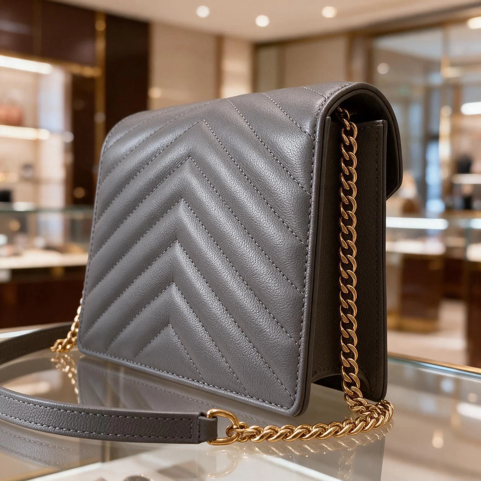 Women V-Shaped Quilted Leather Chain Crossbody Bag Small Flap Shoulder Bag Luxury Solid Color Ladies Evening Purse