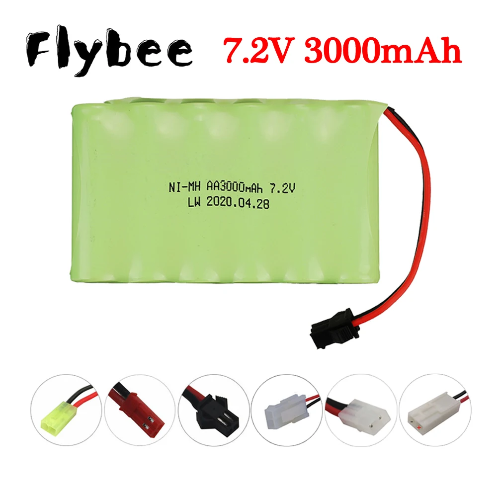 Upgrade 3000mAh 7.2v NiMH Rechargeable Battery For Rc toys Car Tanks Trucks Robots AA 7.2v Batteries Pack SM/JST/Tamiya plug