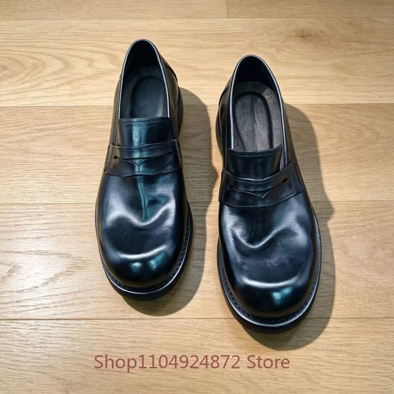 Designer Genuine Leather Casual Leather Shoes Men's Loafers Slip on Work Walking High Quality Cowhide Breathable Wedding Male