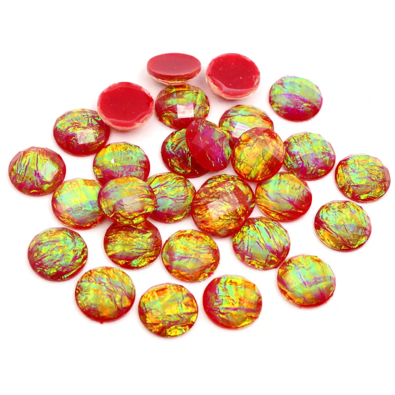 New Fashion 40pcs 12mm Mix Colors Tangent plane Built-in metal foil Flat back Resin Cabochons Cameo