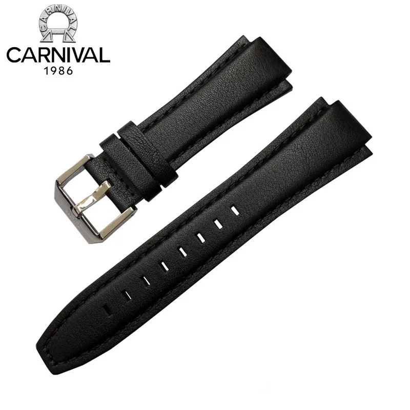 Genuine Leather Watch Band Strap Wristwatch Bracelet Replacement Band For CARNIVAL I&W 589G 618G 711G 680G 782G 612G 8092G Watch