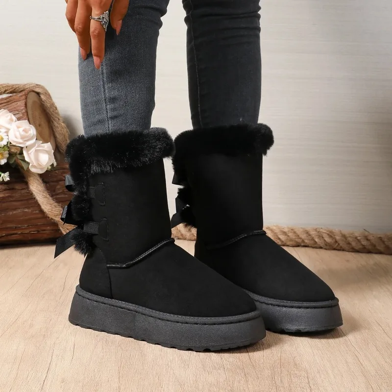 

Women Mid-calf Boots Thick Plush Thick Sole ankle Boots Non-slip Fashion Snow Boots Women Solid Color Classic Retro Shoes Women