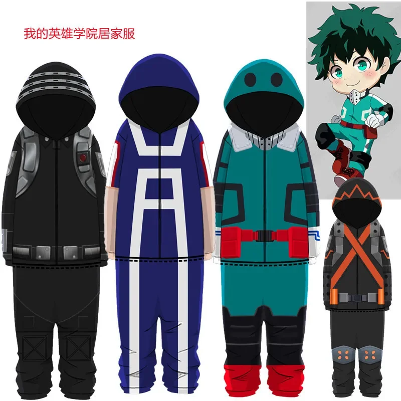 My Hero Academia Anime Cosplay Costume Deku Bakugou Katsuki Todoroki Shoto Bodysuit Unisex Home Wear Pajamas Disfraz Cosplay