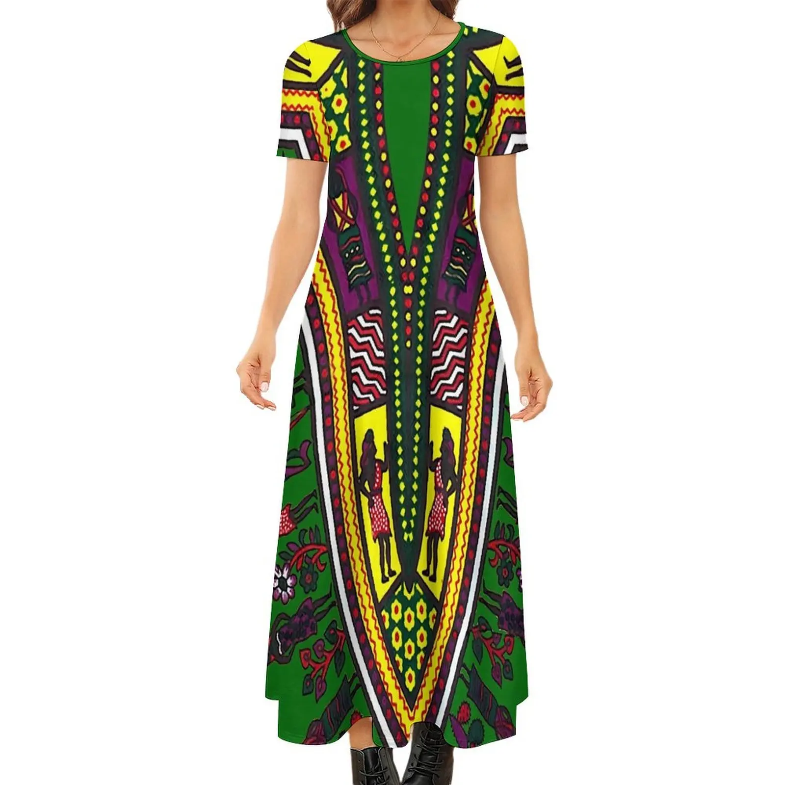 Sukienka inspirowana Dashiki zielony afrykański nadruk estetyczne długie sukienki plażowe Boho kobiece nowoczesne sukienki Maxi duże rozmiary 6XL 7XL