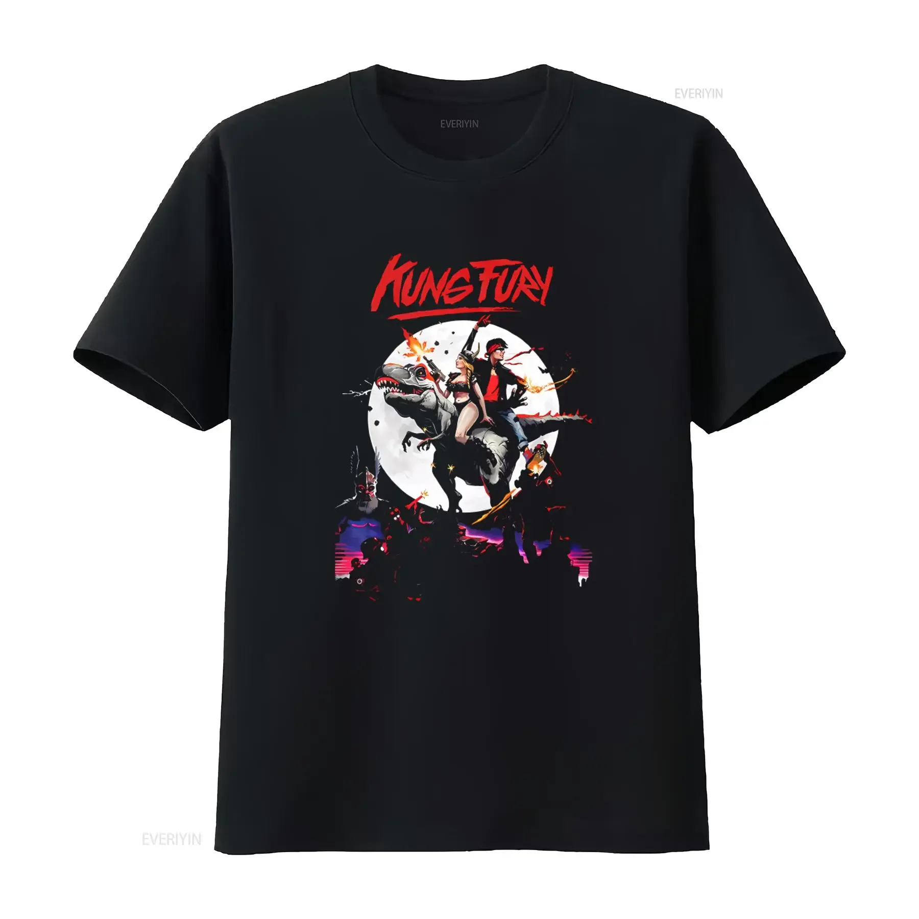 Kung Fury Dinosaur T Shirt Fast Shipping High Quality Perfect for Retro Action Fans vintage Washed Top For Everyday Wear Casual