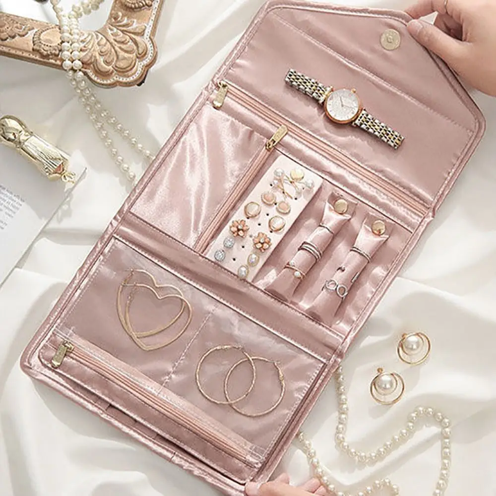 

New Multifunctional Necklace and Earring Organiser Roll Foldable Jewelry Case Jewelry Storage Bag Travel