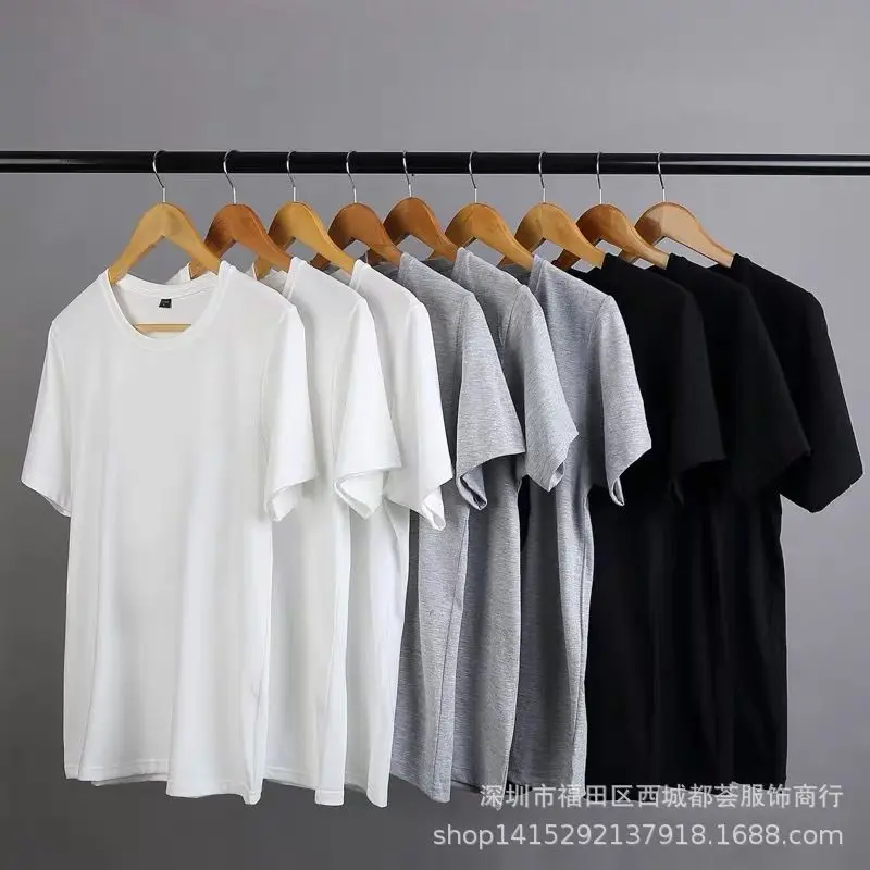 Discounted Wholesale Men\'s Solid Color Short Sleeve T-Shirts Plus Size Clothing Direct From Manufacturer Summer Wear