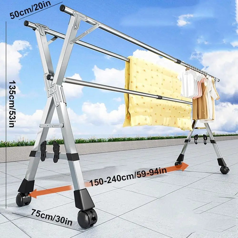 Indoor Retractable Stainless Steel 94 Folding Laundry Drying Rack