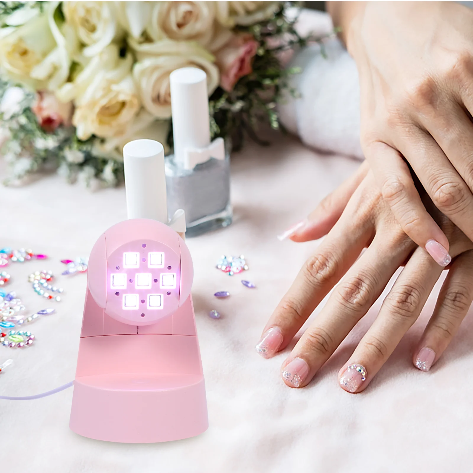 Mini secador de uñas, lámpara de fototerapia, esmalte de manicura, lámparas pequeñas de secado UV para uñas de Gel, Rosa