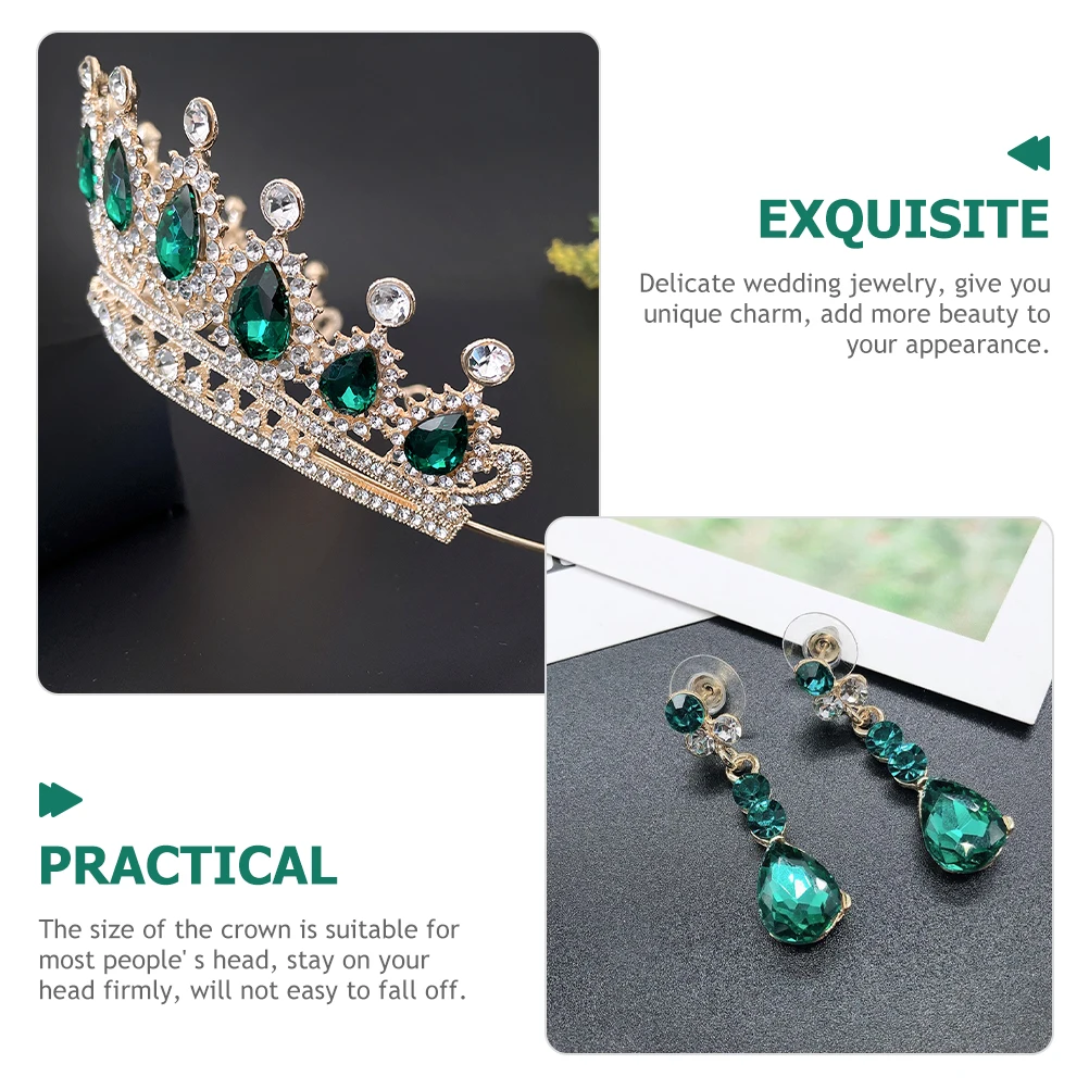 

1Set Wedding Rhinestones Bridal Crown Necklace Earrings Jewelry Set for Bride Party Tiara Crowns Crowns for Women