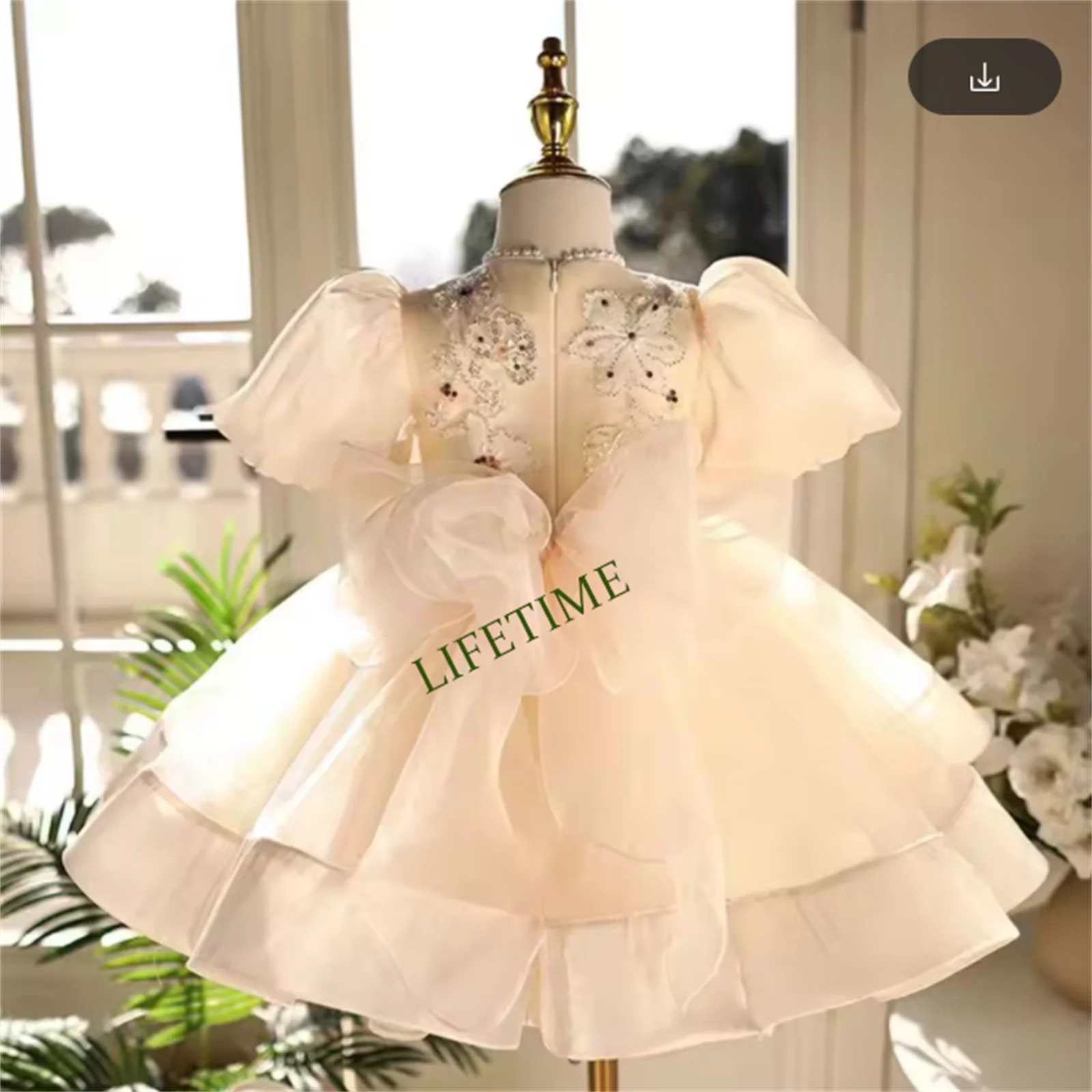 

Purple Flower Girl Dress Scoop Neck Fluffy Girls Party Dresses for Wedding Puff Sequins Kids Christmas Ceremonial Dress