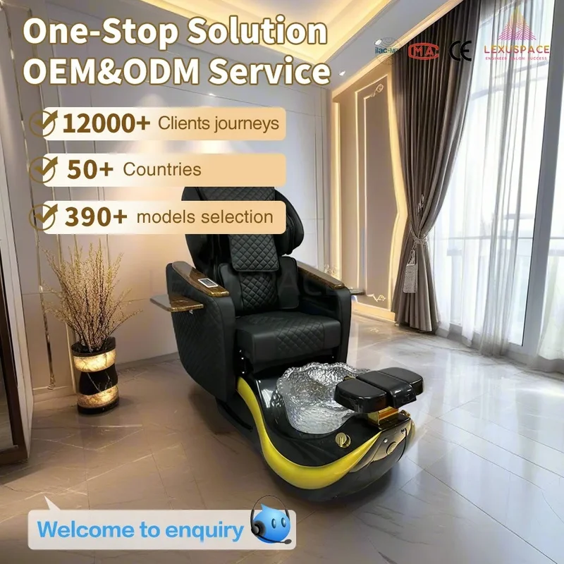 Best Comfort Black Commercial Grade Fiberglass Foot Spa Pedicure Chair Adjustable Seat Backrest Discharge Pump for Nail Salons