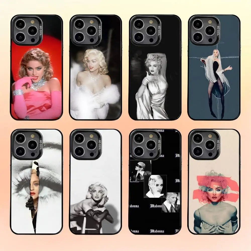 

Singer M-Madonna Phone Case For iPhone 16,15,14,13,12,11,Pro,MAX Gray Matte Silicone Black Cover