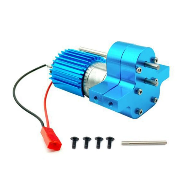 Metal Portable Gearbox 370 Reduction Motor + Heat Sink Truck Pickup Cartoon Adaptive Gearbox Assembly Blue & Blue