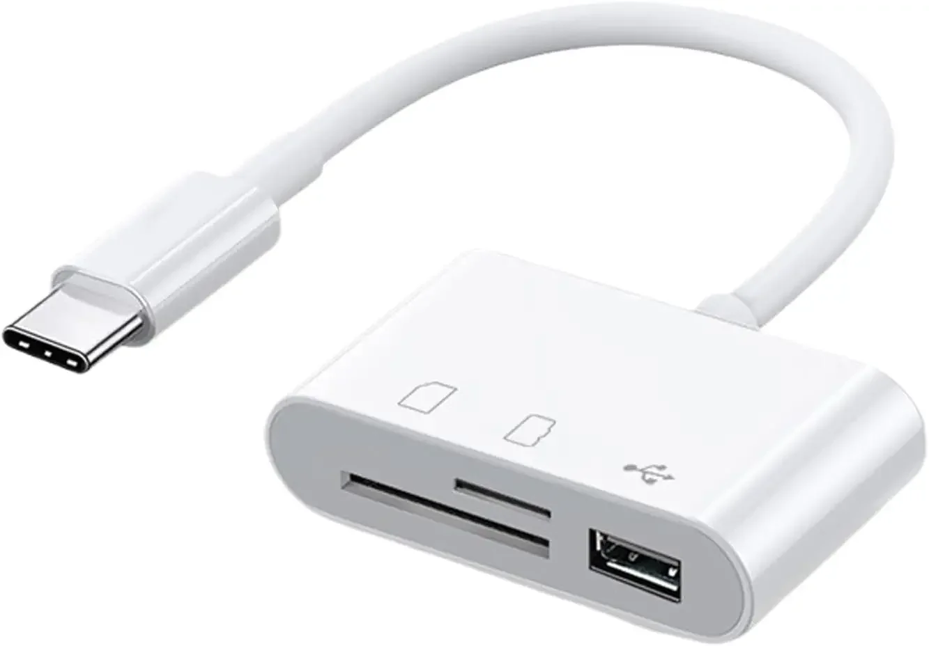 

USB-устройство для чтения SD-карт, USB-C для iPhone 15 16/iPad/Mac/ноутбуков, устройство для чтения SD-карт 3 в 1 с двумя слотами и USB-портом для Mac MacBook Pro