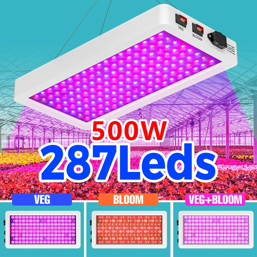 

500W Led Grow Light Plant Hydroponic Lamp 220V/110V LED Full Spectrum For Greenhouse Seeds Flower Hydroponic Plant Growth Lamp