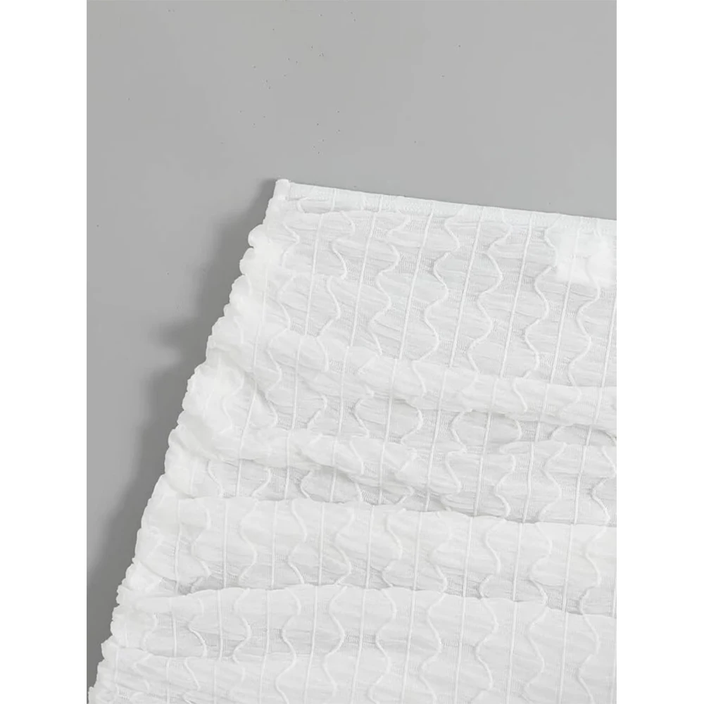 

Women's Mesh Sheer Cover-ups Swimsuits Skirts Fashionable Solid Color Wavy Textured Side Drawstring Swimsuits Bottoms