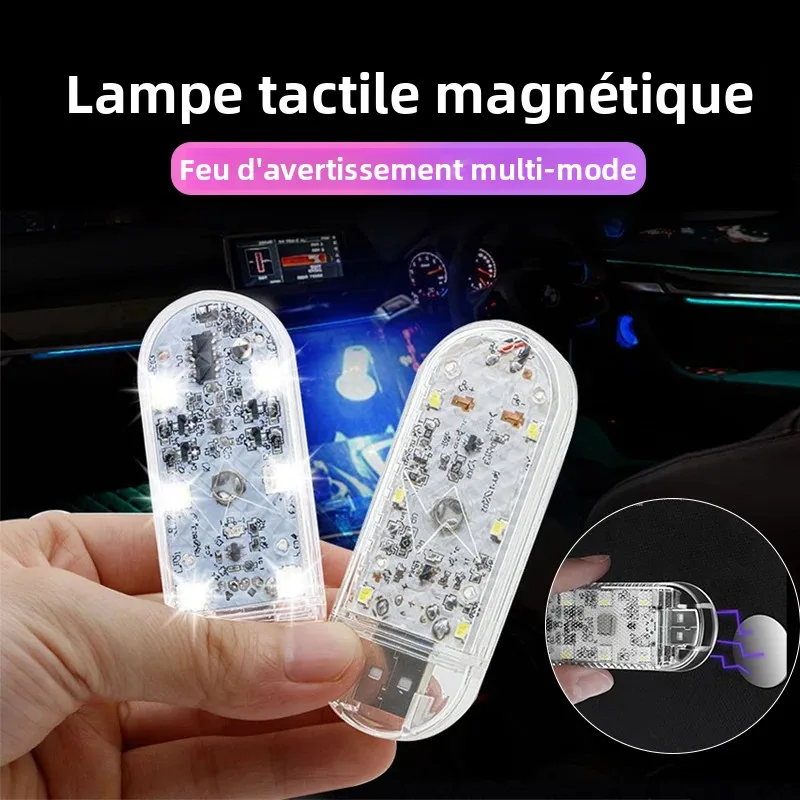 Mini lampe tactile LED sans fil 1/2X pour éclairage intérieur de voiture, plafonnier de lecture pour porte, pieds, coffre, boîte de rangement, chargeur