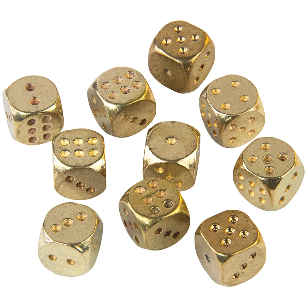 2/6Pcs Metal Dice Brass Gold Color High Quality 6 Sided Dice For Club/Party/Family Games 11mm