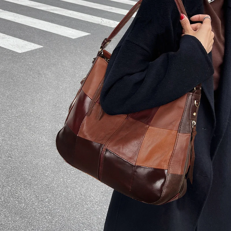 جلد طبيعي سعة كبيرة حقيبة حمل للنساء ، حقيبة كتف ، حقيبة يد مصمم ، أزياء فاخرة ، شحن مجاني