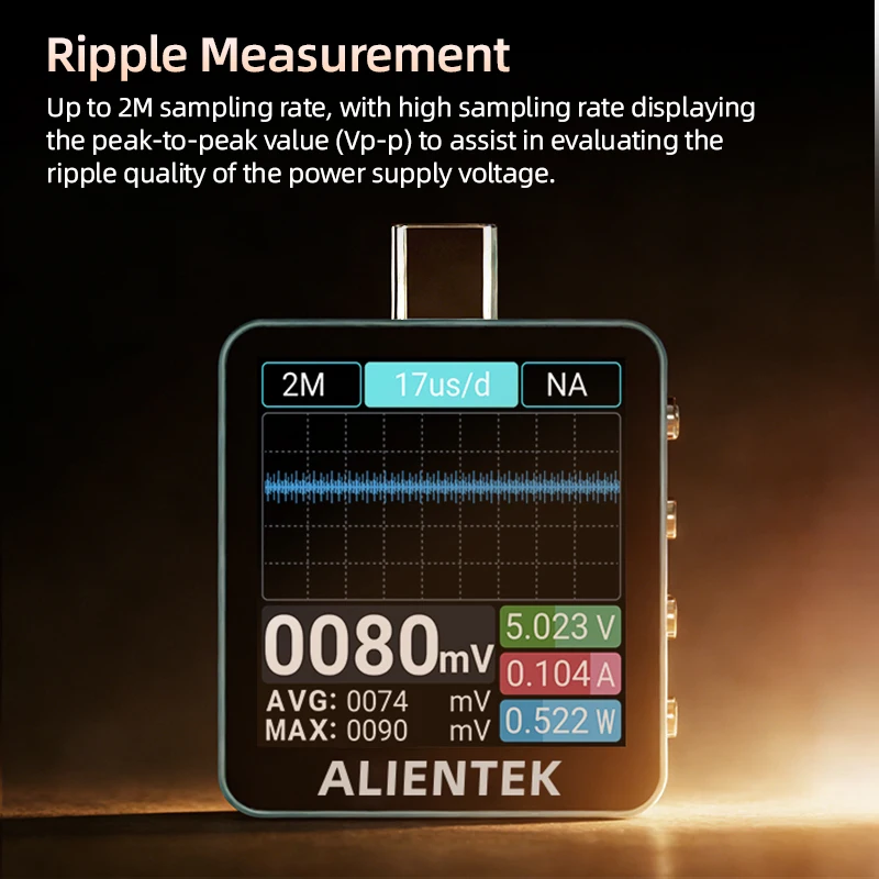 ALIENTEK USB Tester C2 Cyfrowy Woltomierz Detektor Mocy Ładowania PD3.2 Tester Baterii Wykrywanie Szybkiego Ładowania Trigger — zdjęcie 6