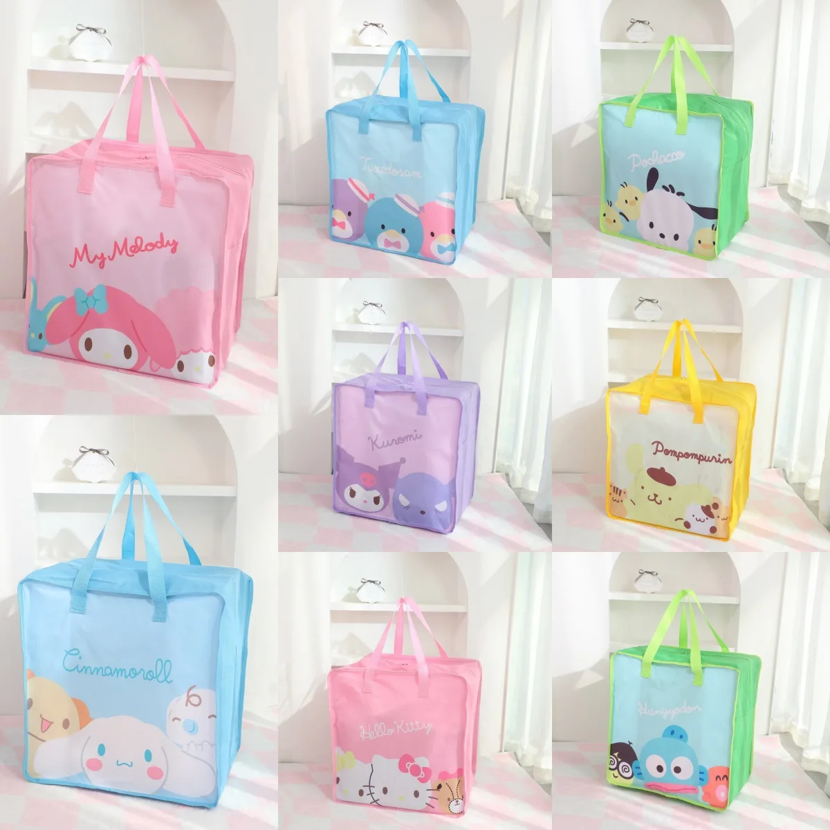 

New Sanrio Hangyodon Travel Storage Bag Large Capacity Handbag Hello Kitty Cartoon Japanese Style Storage Bag Handbag Gifts