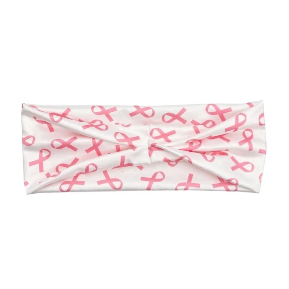 

Повязка на голову из полиэстера с информацией о раке молочной железы, эластичная впитывающая пот аксессуары для волос, нескользящая лента с принтом, повязка на голову для йоги