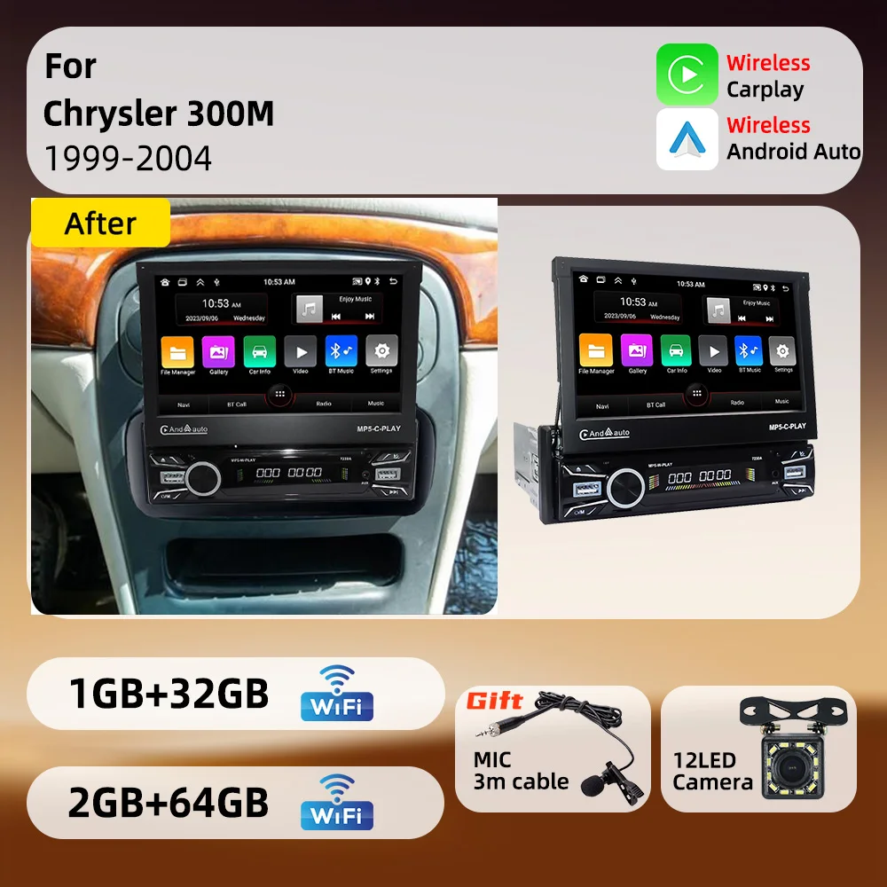 For Chrysler 300M 1999-2004 Android 1Din Screen Stereo 7